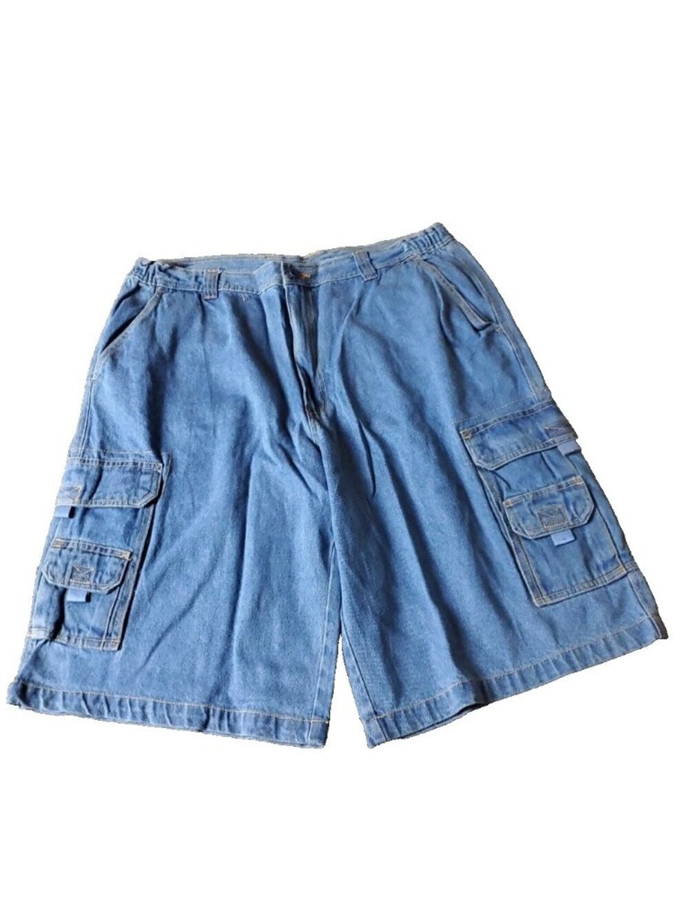 KingSize Cargo Jean Shorts Mens 40 Big Tall Blue Cotton Elastic Jorts y2K